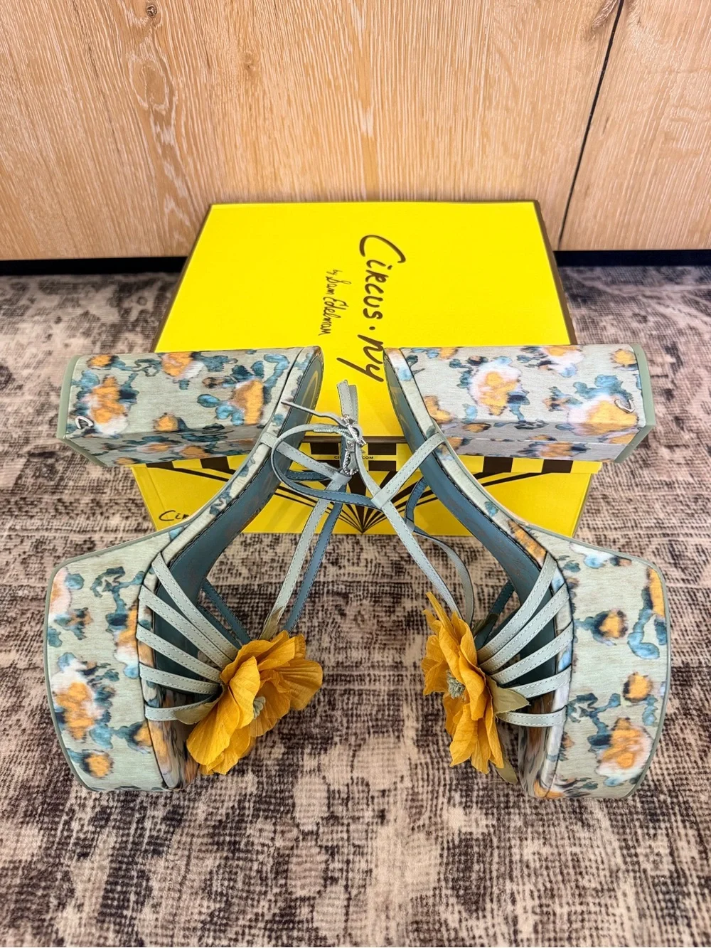 Sienna Flower Circus by Sam Edelman Cool Mint, Yellow Floral Platform Sandals